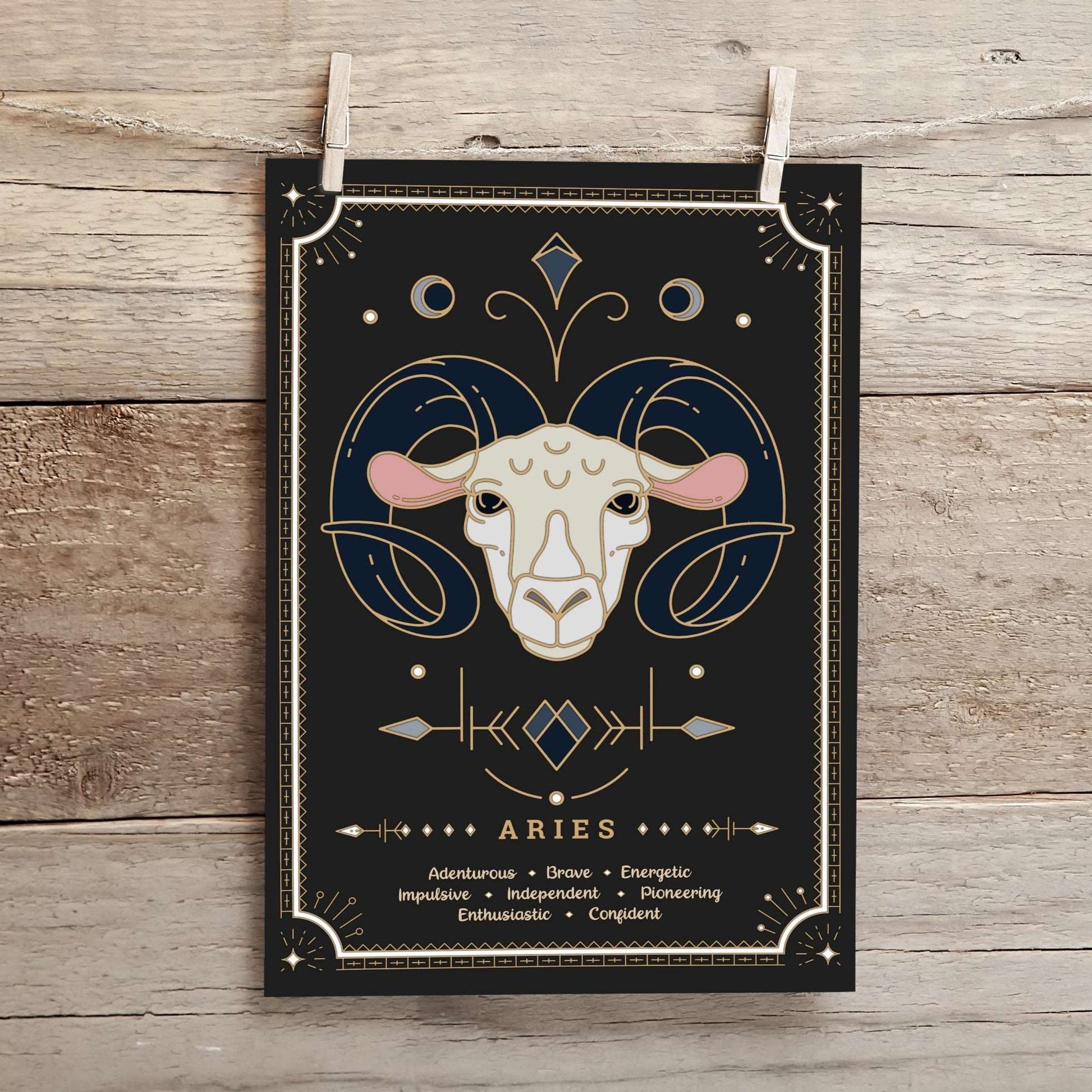Aries Vintage Zodiac Sign Poster Art Print Esdee