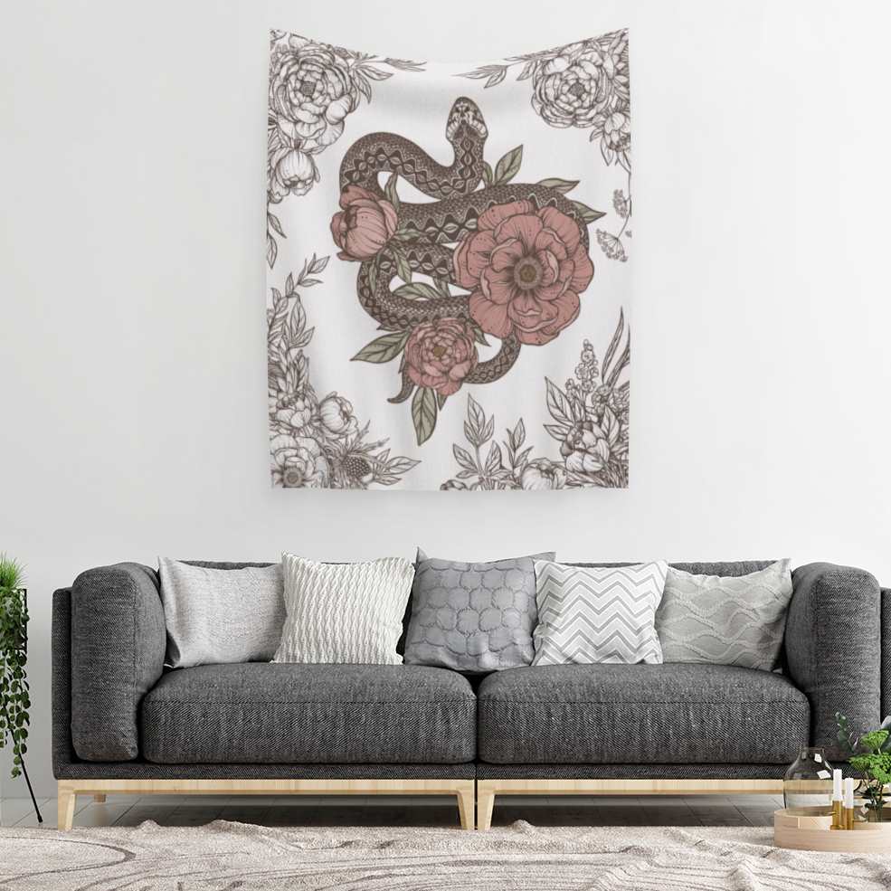 Floral Snake Indoor Wall Tapestry - Esdee